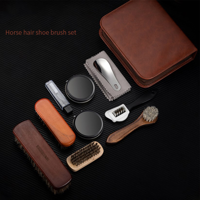 HorseHair-Shoe Brush Set, Cuid - Leather Shoe Polish avaliação e preço