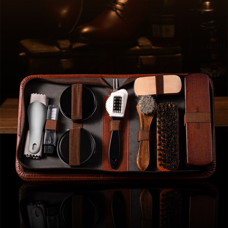 HorseHair-Shoe Brush Set, Cuid - Leather Shoe Polish avaliação e preço